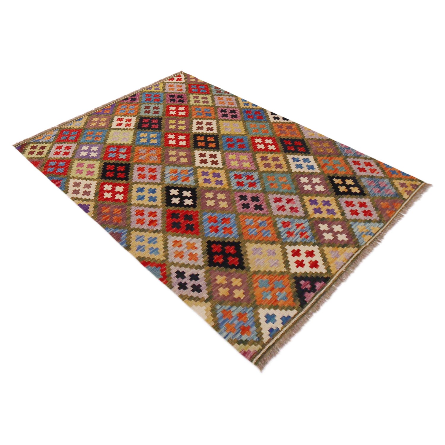 Handmade Vegetable Kilim 3' 6" x 5" 1" (ft) - No. P36422