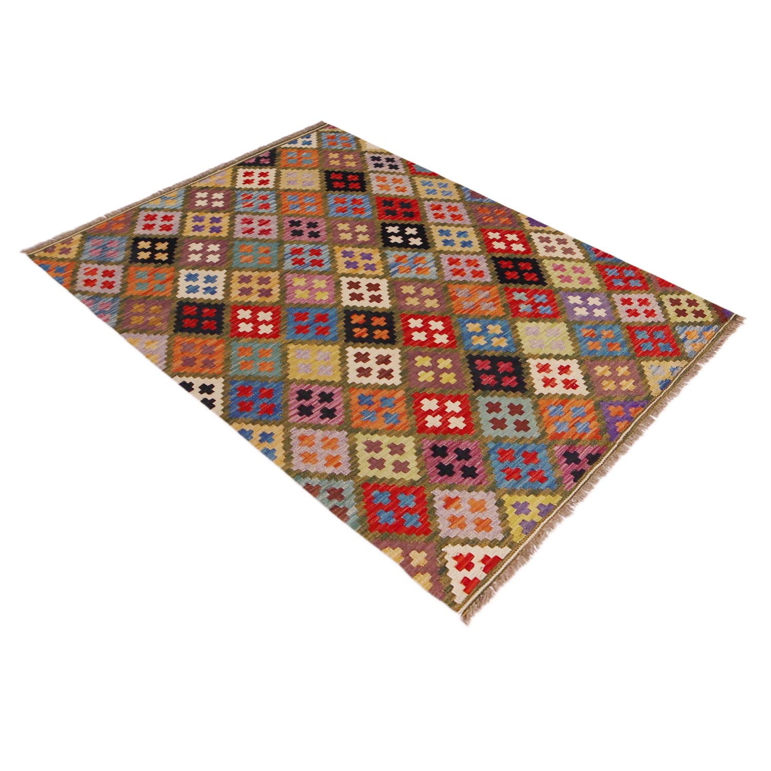 Handmade Vegetable Kilim 3' 6" x 5" 1" (ft) - No. P36422