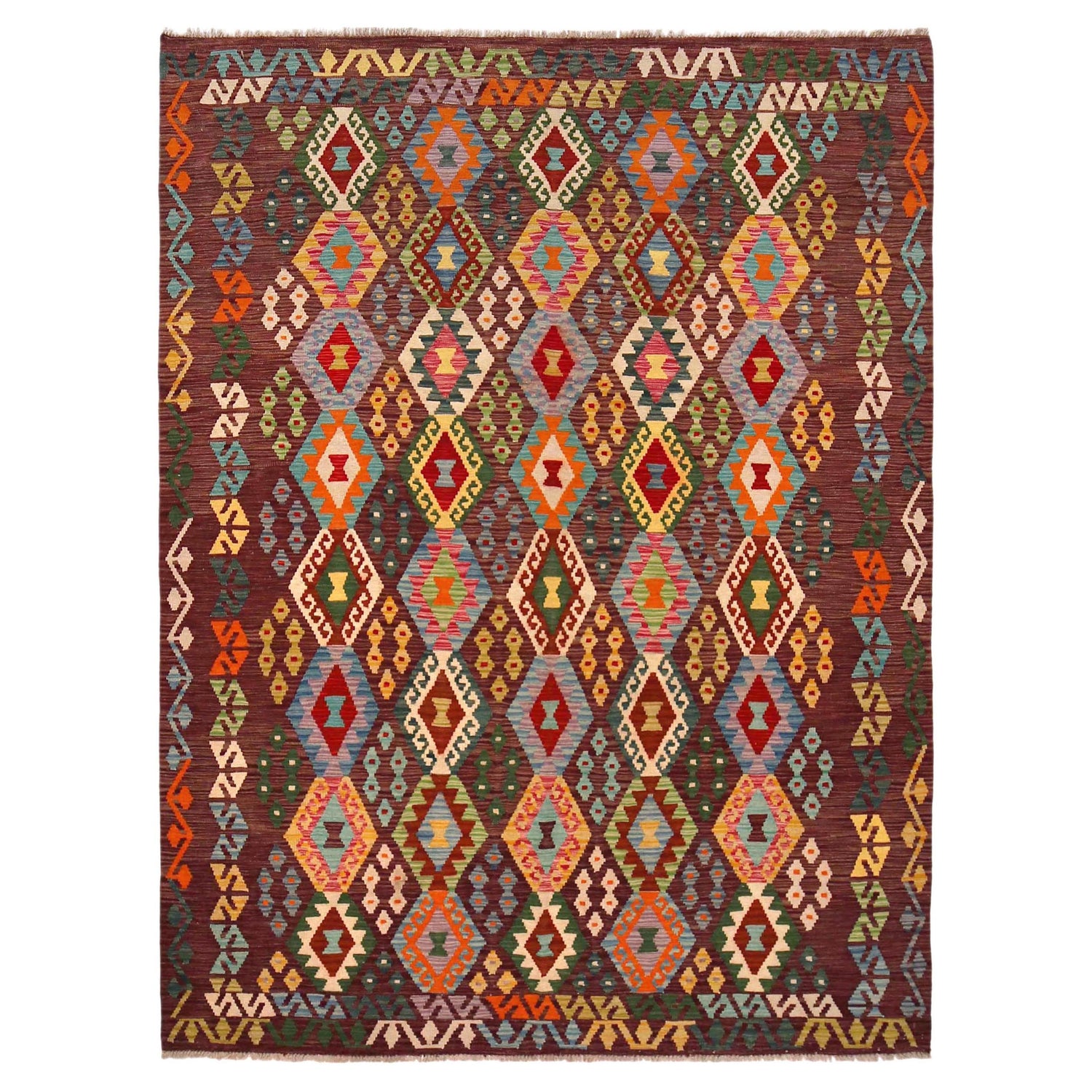 Handmade Vegetable Kilim 5' 10" x 8' 0" (ft) - No. P36425