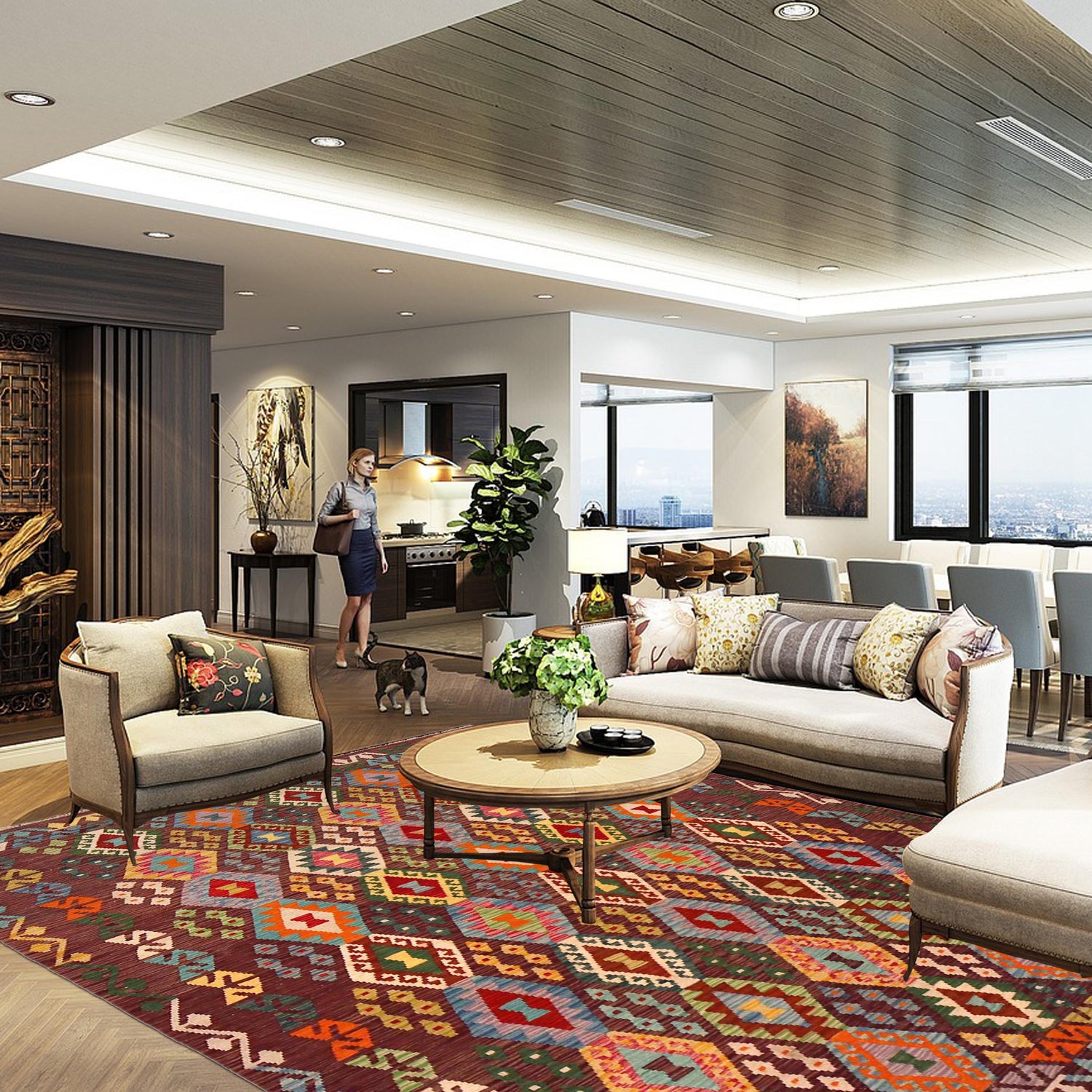 Handmade Vegetable Kilim 5' 10" x 8' 0" (ft) - No. P36425