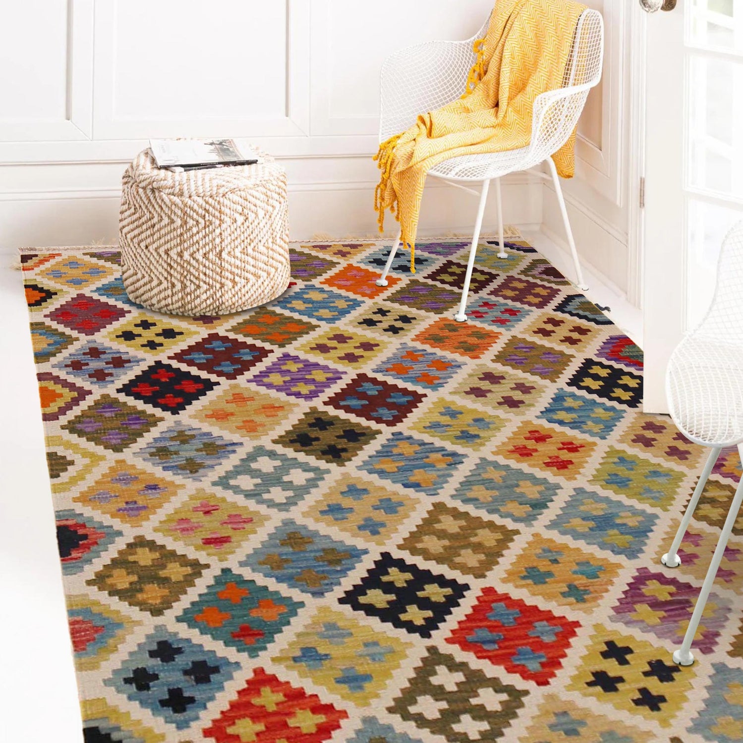 Handmade Vegetable Kelim 3' 4" x 4" 9" (ft) - No. P36427