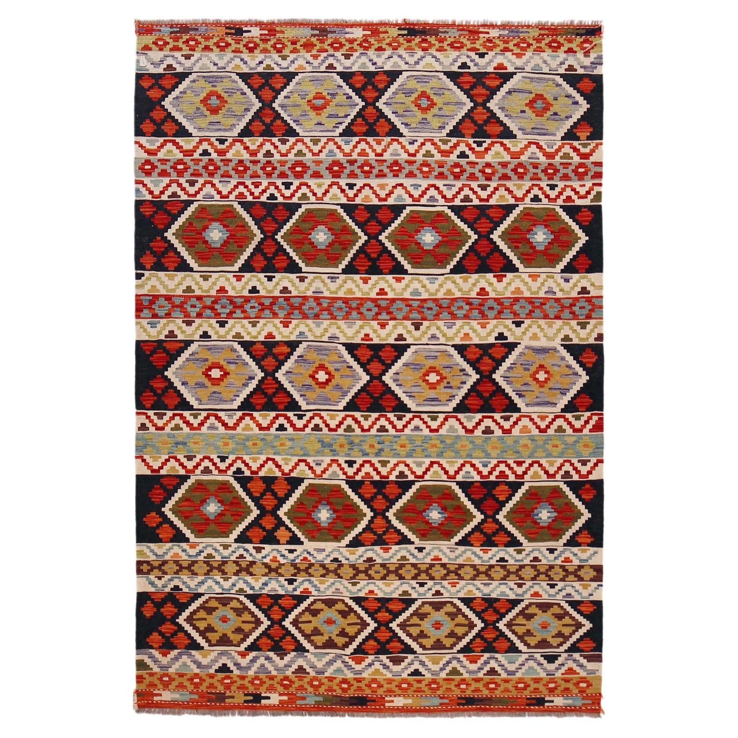 Handmade Vegetable Kilim 5' 1" x 7' 7" (ft) - No. P36432