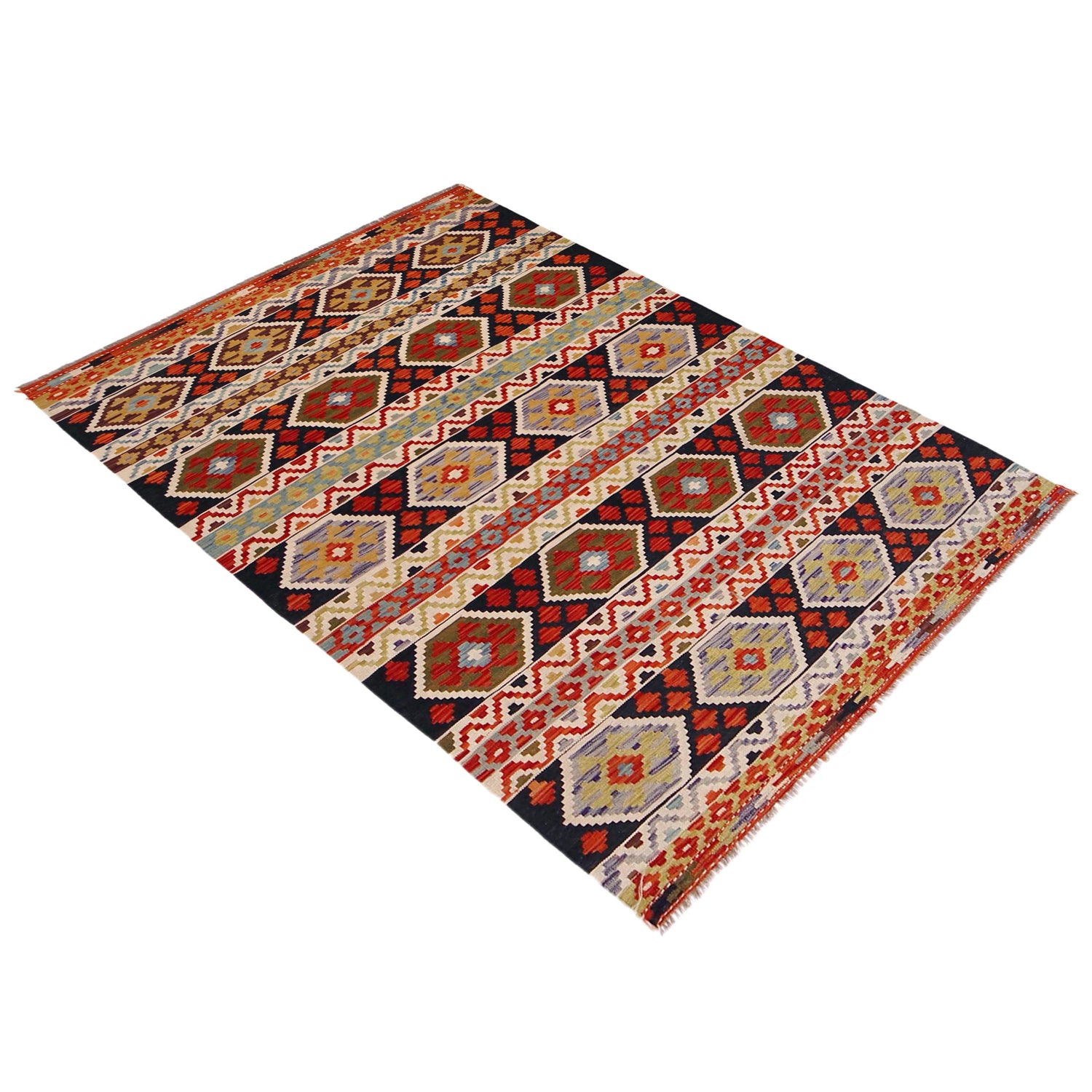 Handmade Vegetable Kilim 5' 1" x 7' 7" (ft) - No. P36432