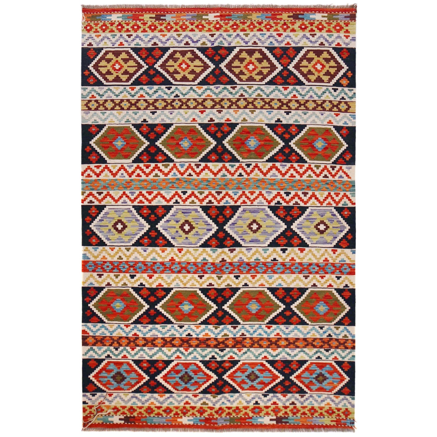 Handmade Vegetable Kilim 4' 11" x 7' 7" (ft) - No. P36438