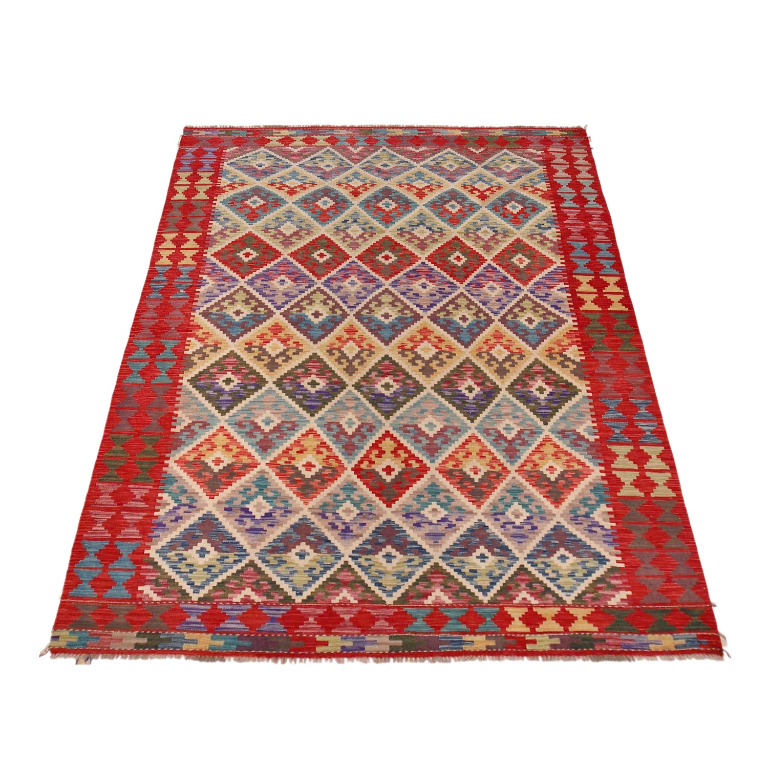 Handmade Vegetable Kelim 5' 10" x 8' 5" (ft) - No. P36442