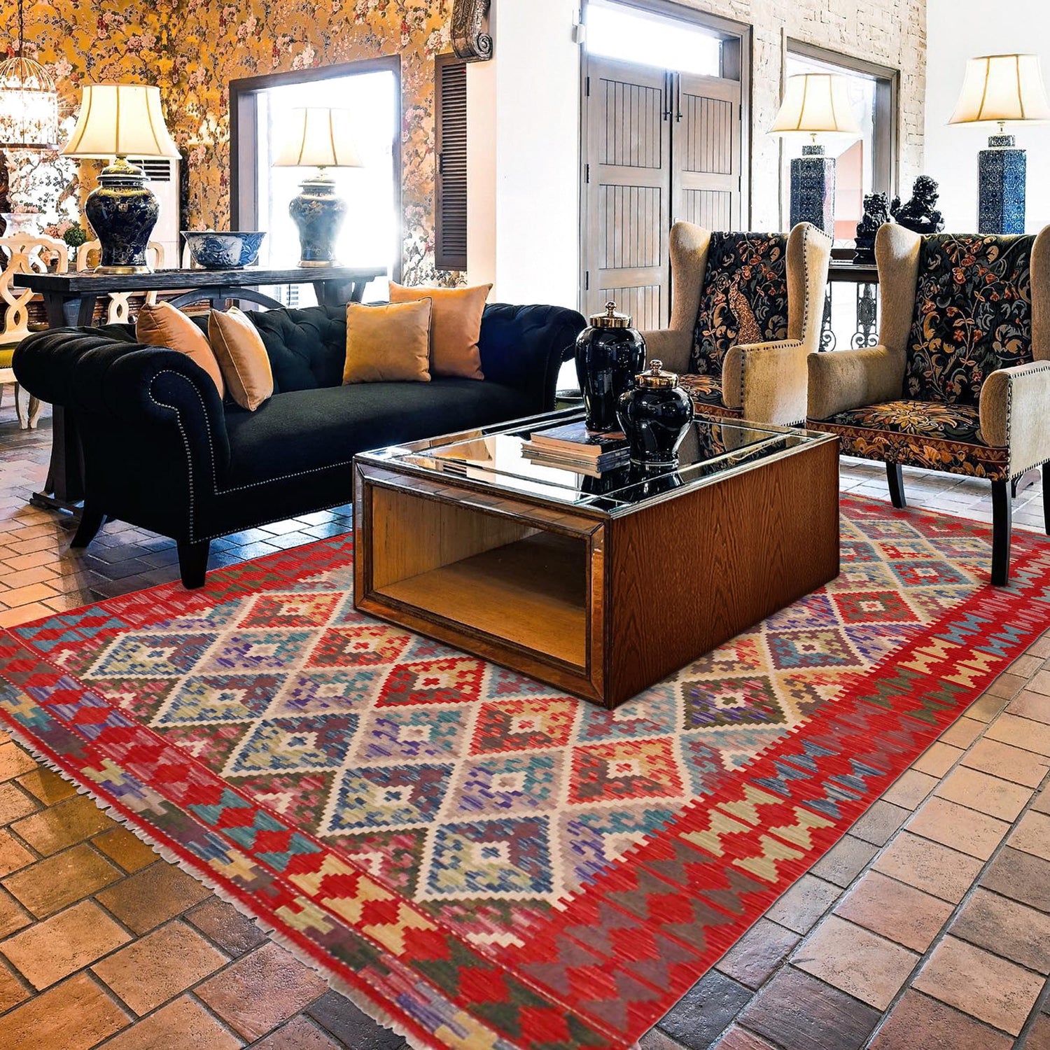 Handmade Vegetable Kelim 5' 10" x 8' 5" (ft) - No. P36442