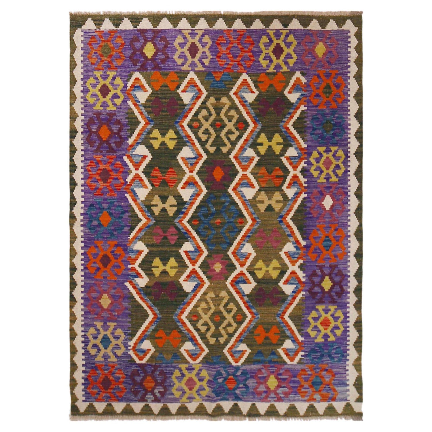 Handmade Vegetable Kelim 4' 3" x 5' 9" (ft) - No. P36446