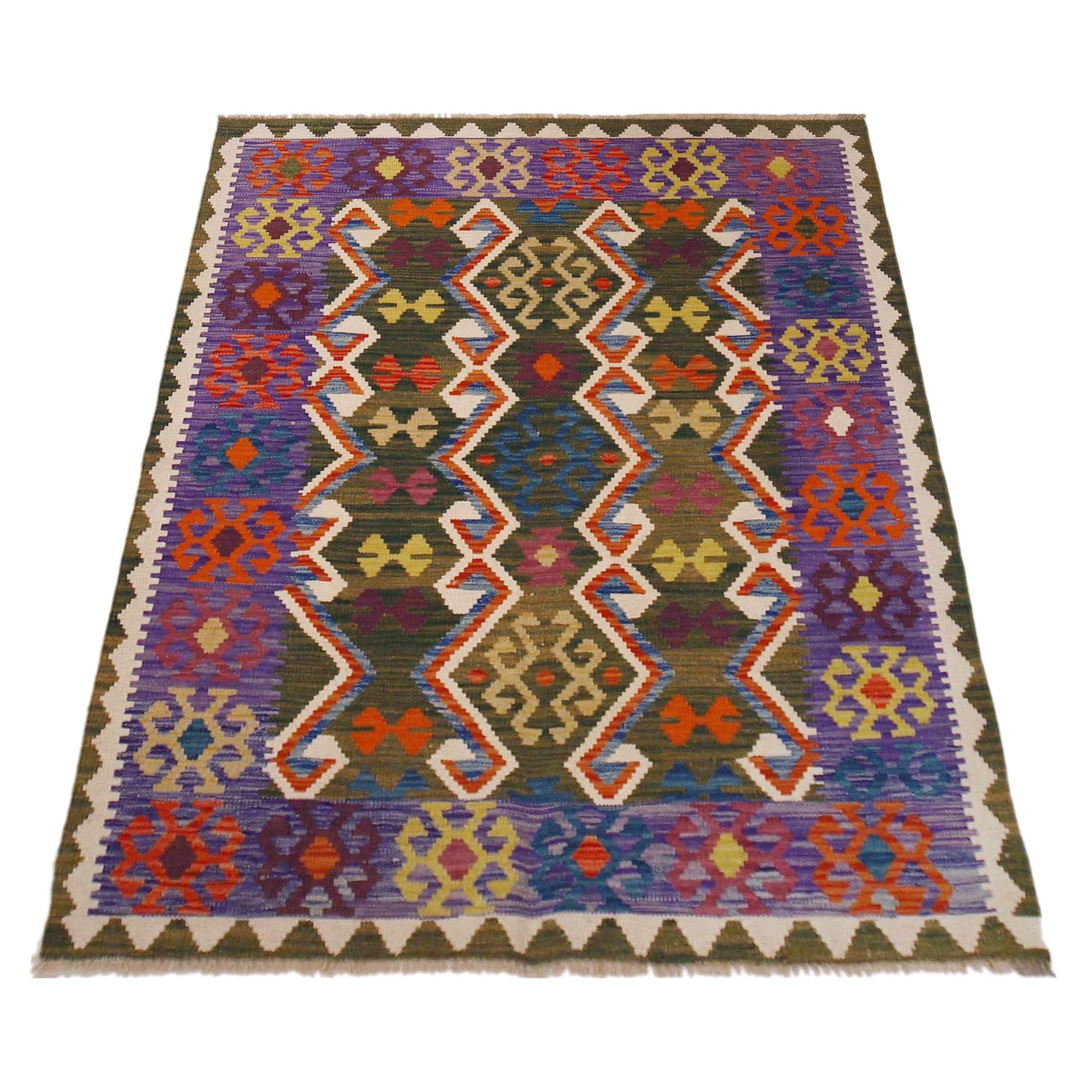 Handmade Vegetable Kelim 4' 3" x 5' 9" (ft) - No. P36446