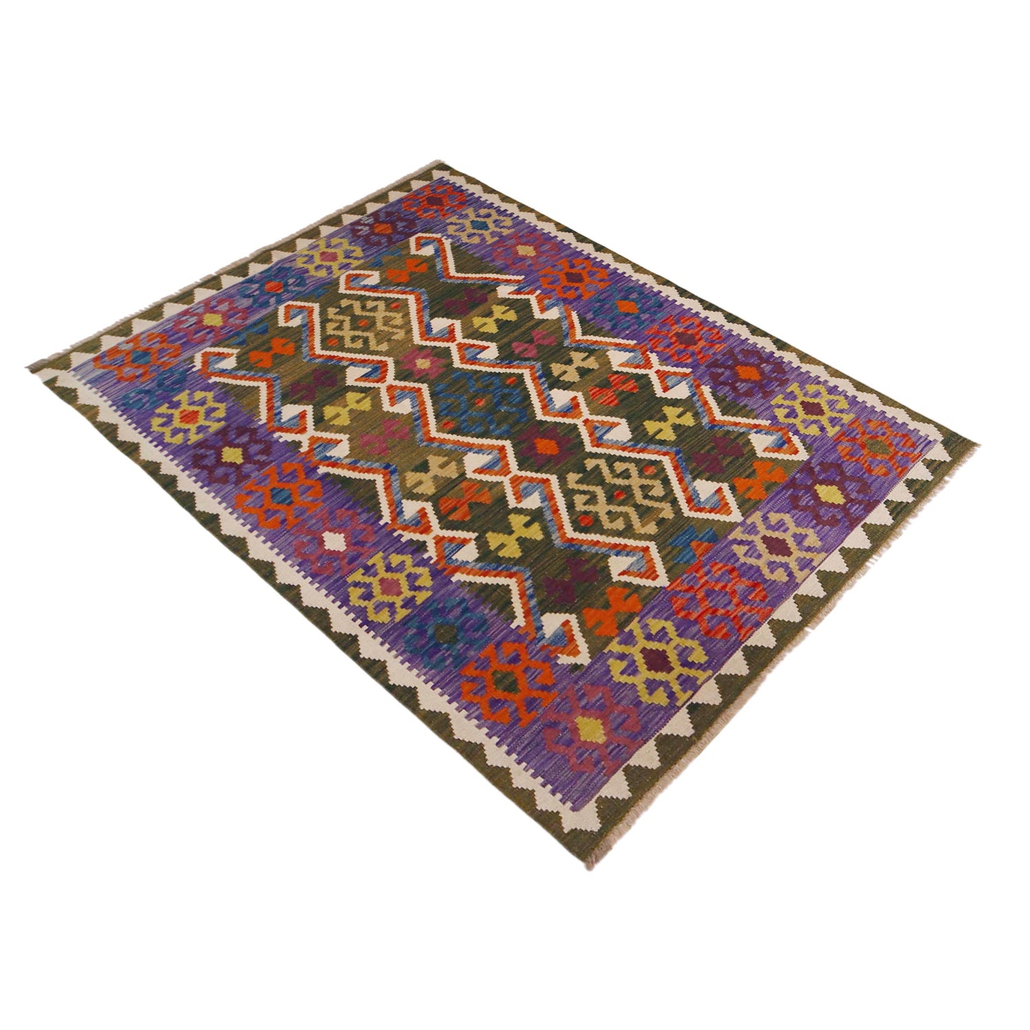 Handmade Vegetable Kelim 4' 3" x 5' 9" (ft) - No. P36446