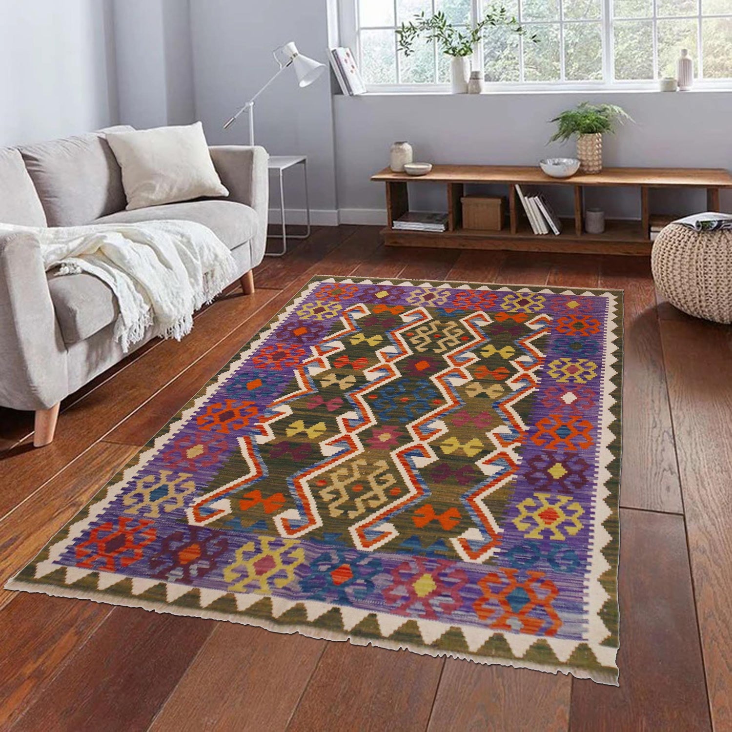 Handmade Vegetable Kelim 4' 3" x 5' 9" (ft) - No. P36446