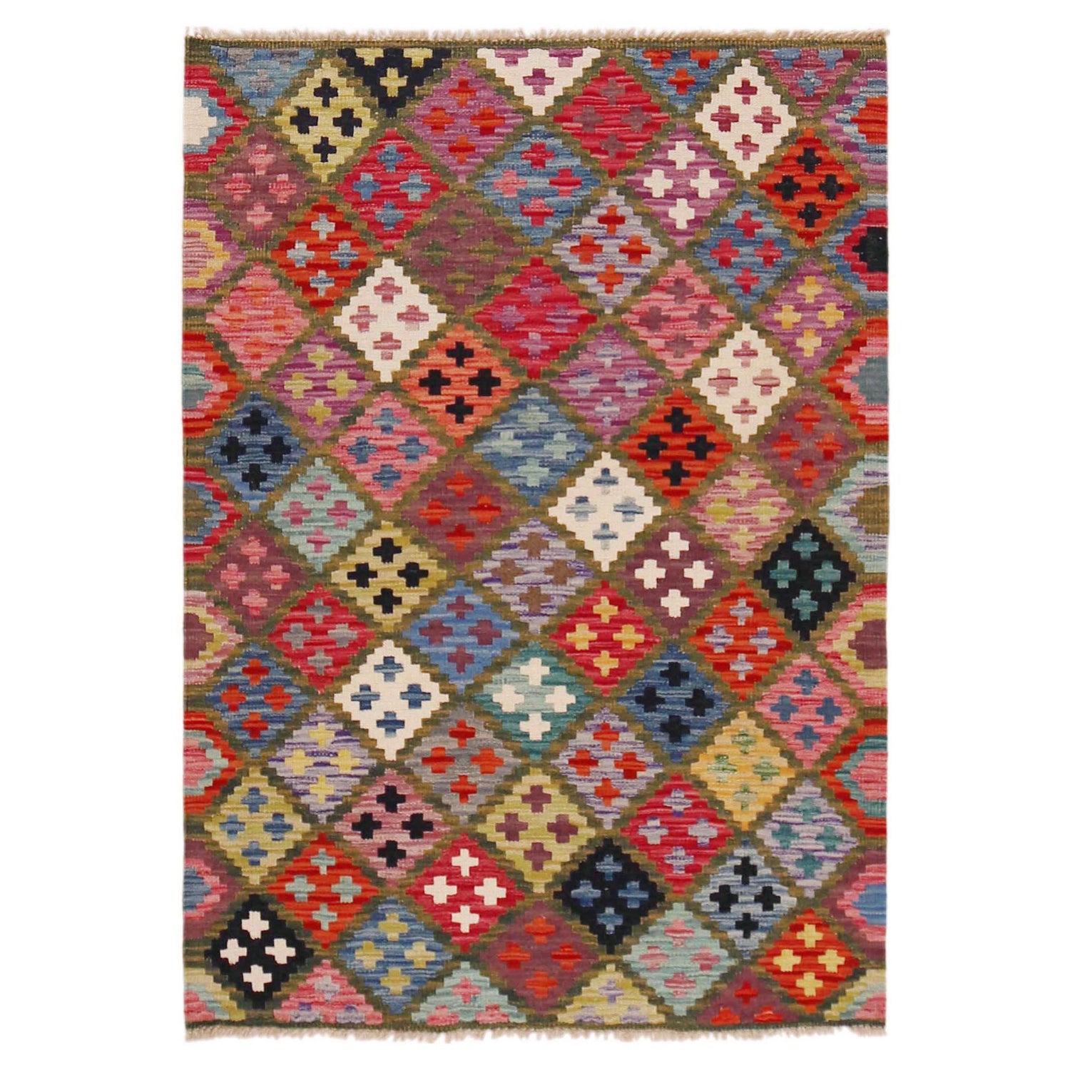 Handmade Vegetable Kilim 3' 3" x 4" 10" (ft) - No. P36450