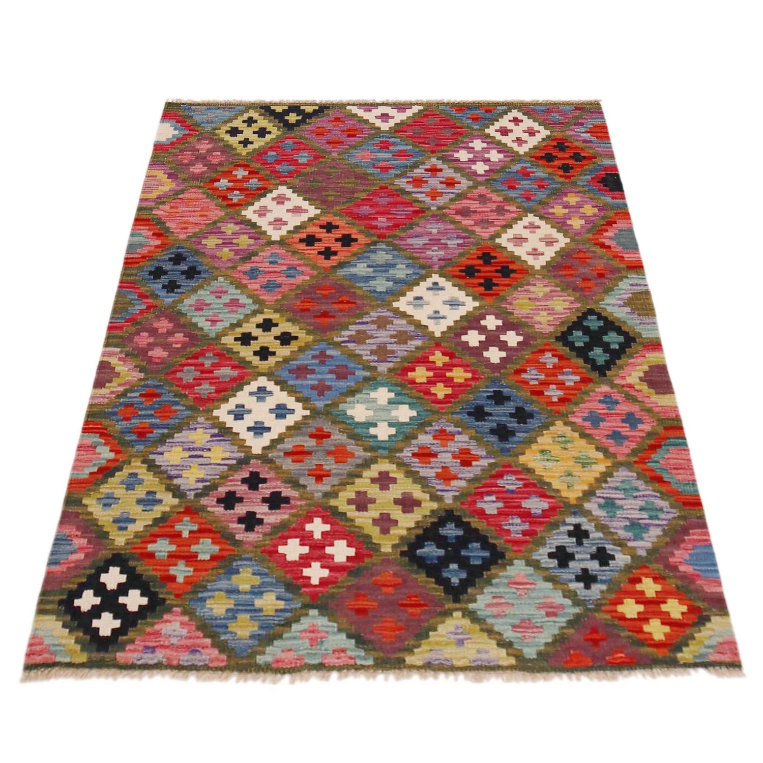 Handmade Vegetable Kilim 3' 3" x 4" 10" (ft) - No. P36450