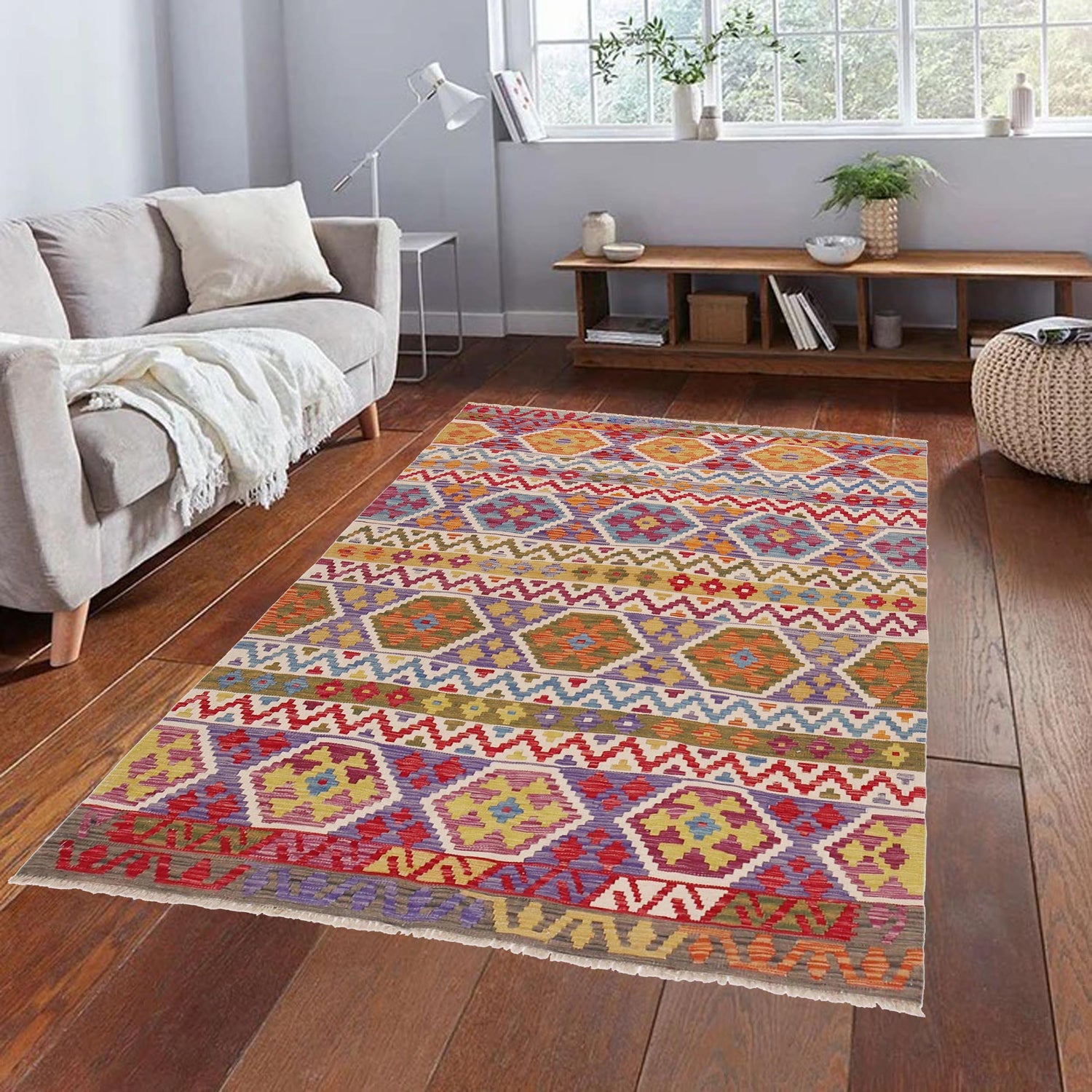 Handmade Vegetable KIlim 5' 0" x 6' 10" (ft) - No. P36454