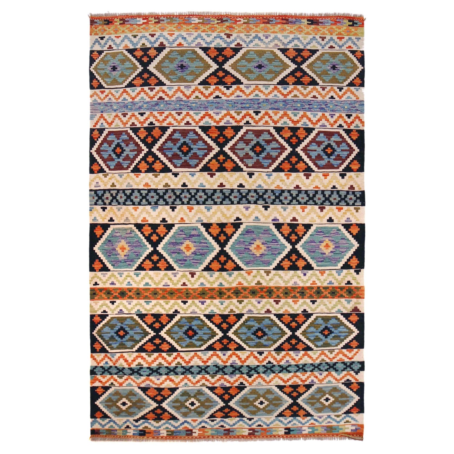 Handmade Vegetable Kilim 4' 9" x 7' 8" (ft) - No. P36460