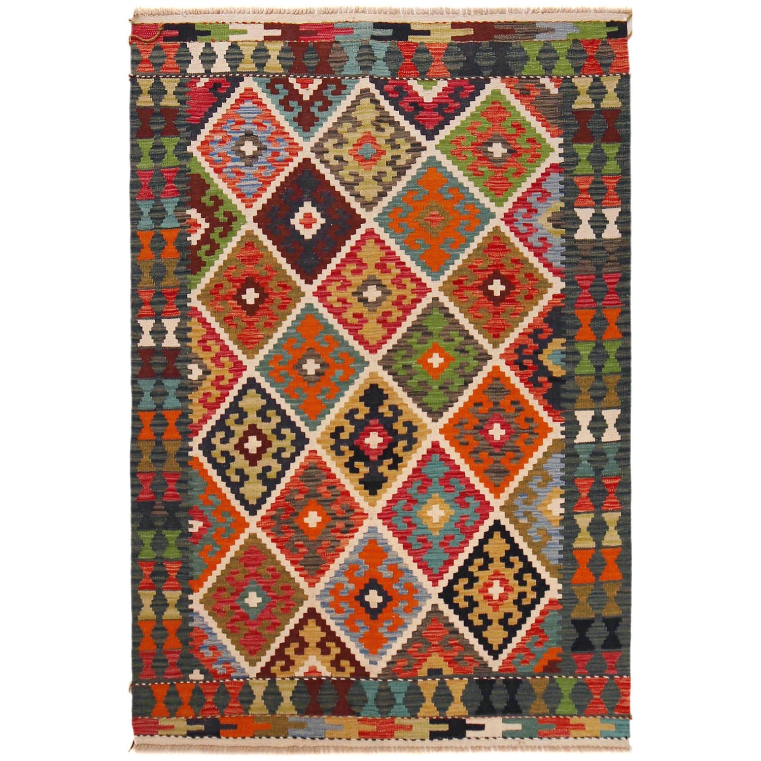 Handmade Vegetable Kilim 4' 1" x 5' 10" (ft) - No. P36469
