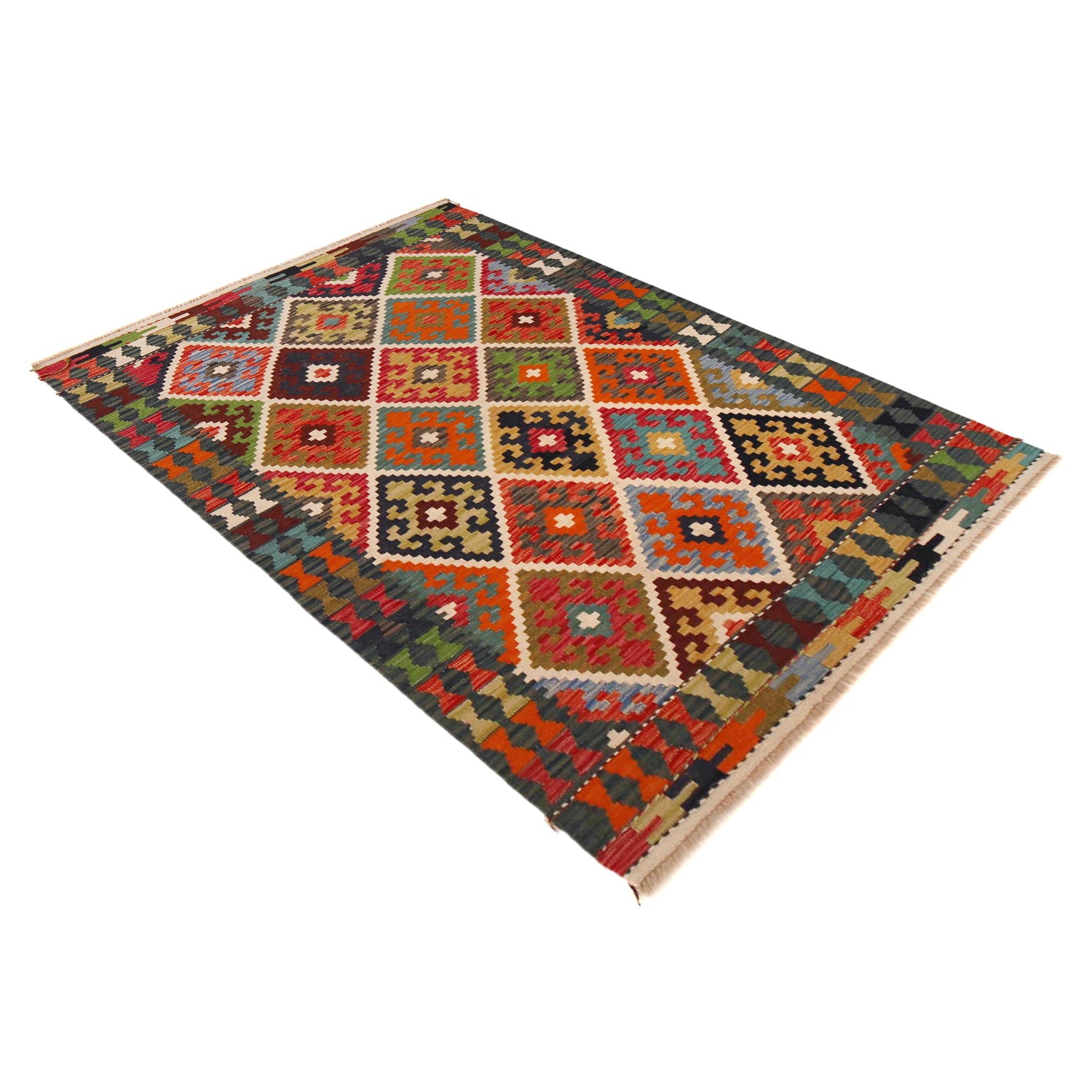 Handmade Vegetable Kilim 4' 1" x 5' 10" (ft) - No. P36469