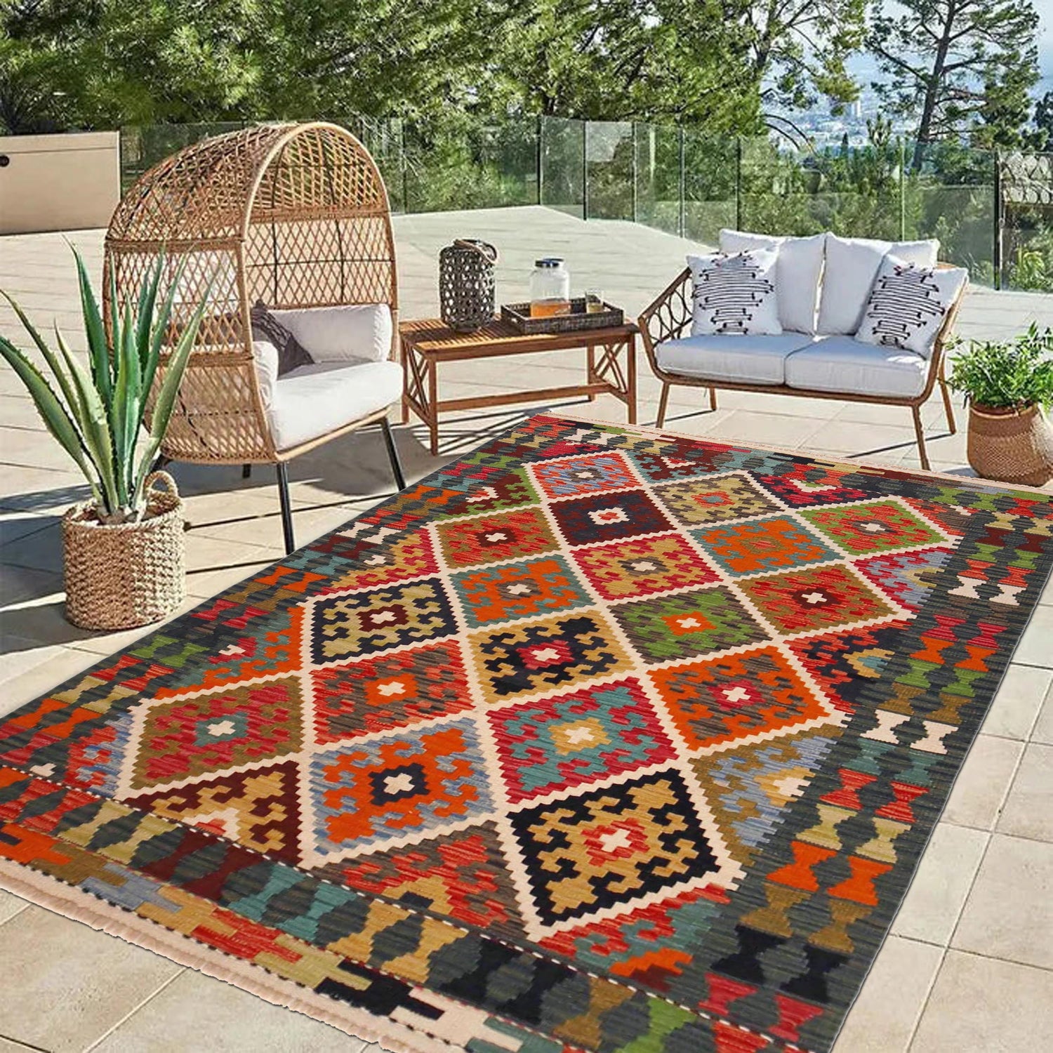 Handmade Vegetable Kilim 4' 1" x 5' 10" (ft) - No. P36469