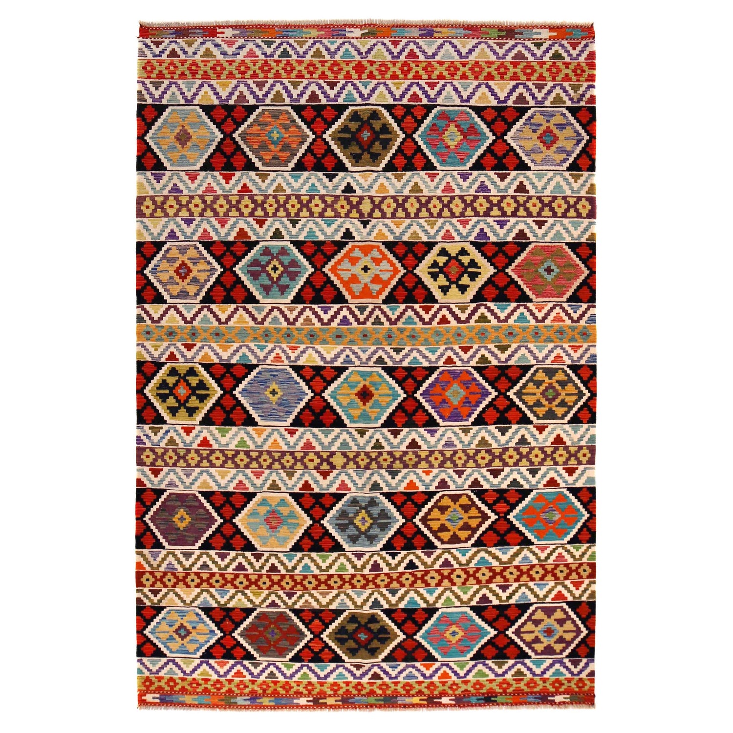 Handmade Vegetable Kelim 6' 5" x 9' 9" (ft) - No. P36470