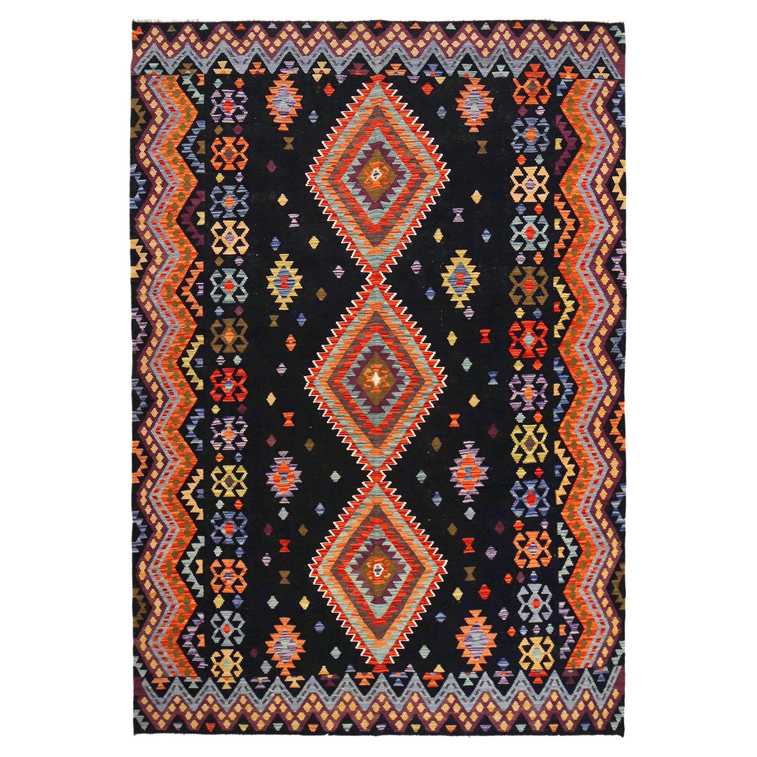 Handmade Vegetable Kilim 6' 10" x 9' 11" (ft) - No. P36472