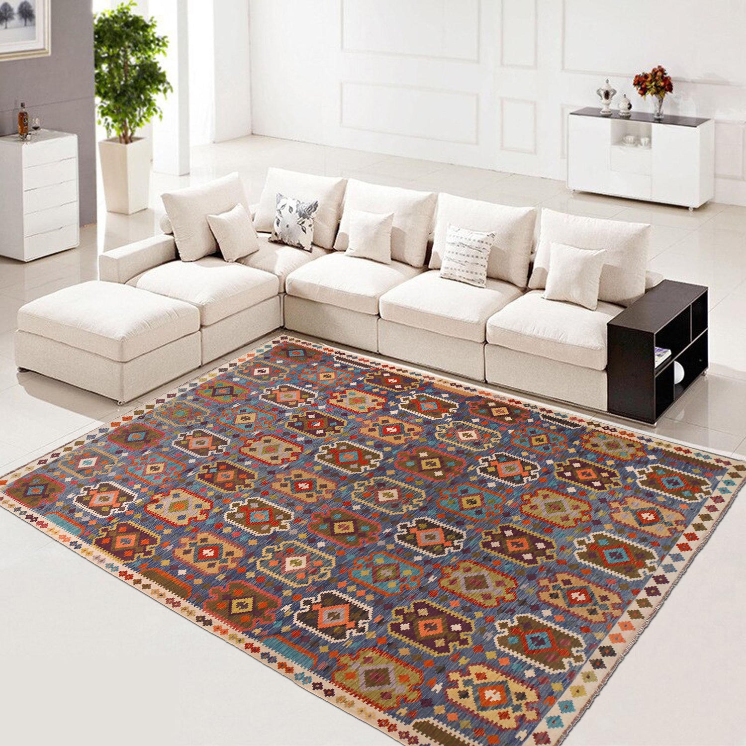 Handmade Vegetable Kelim 9' 11" x 13' 2" (ft) - No. P36481