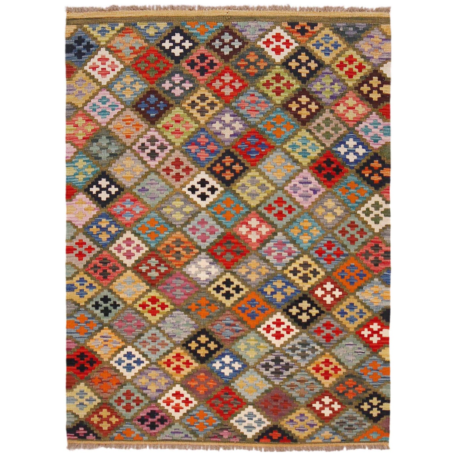 Handmade Vegetable Kilim 3' 7" x 4" 11" (ft) - No. P36482