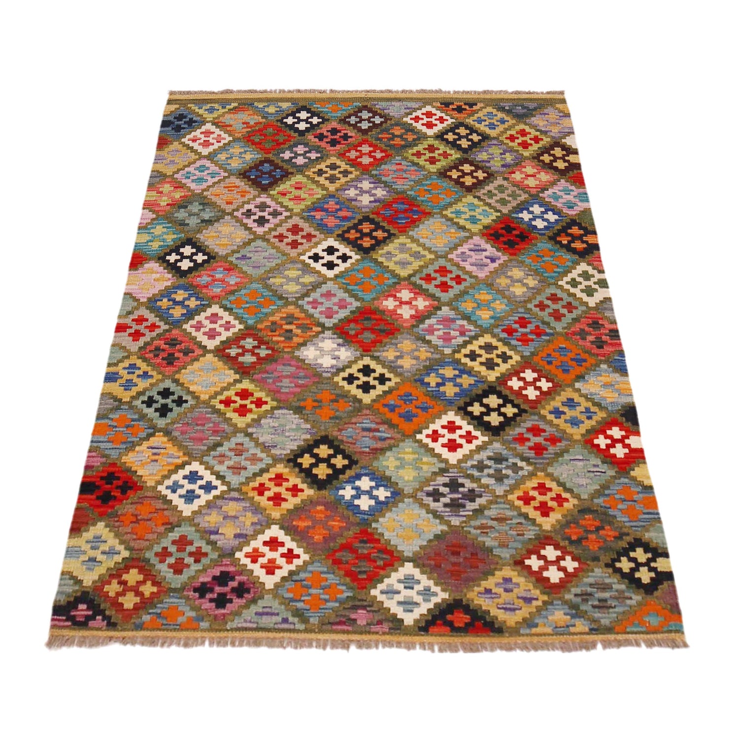 Handmade Vegetable Kilim 3' 7" x 4" 11" (ft) - No. P36482