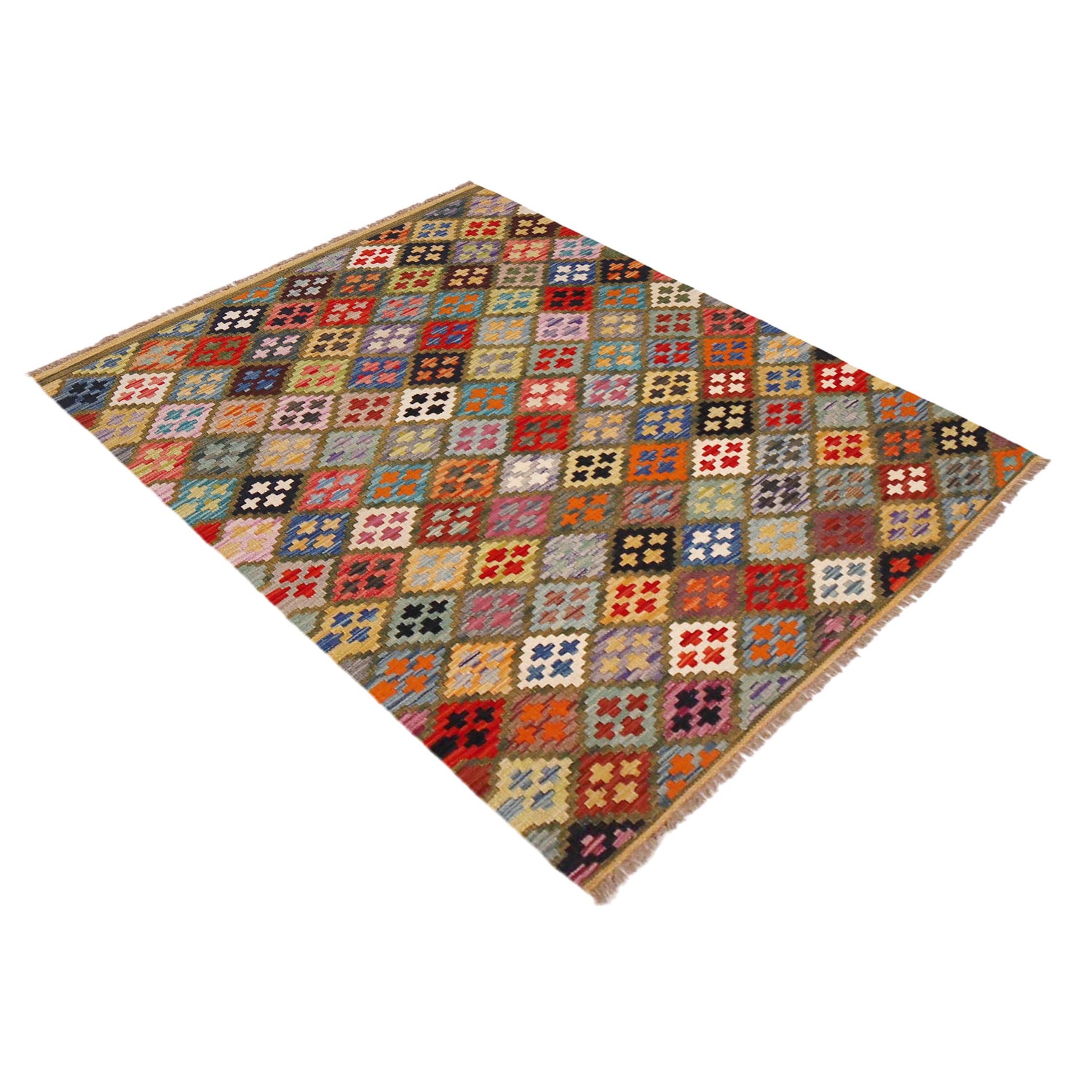 Handmade Vegetable Kilim 3' 7" x 4" 11" (ft) - No. P36482