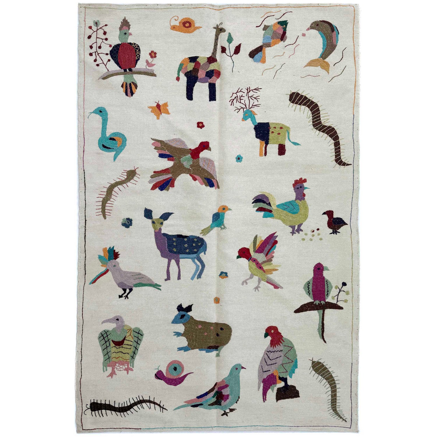 Shape Embroidery Dhurrie 3' 11" x 6' 3" (ft) - No. P36723