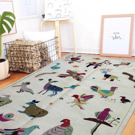 Shape Embroidery Dhurrie 3' 11" x 6' 3" (ft) - No. P36723