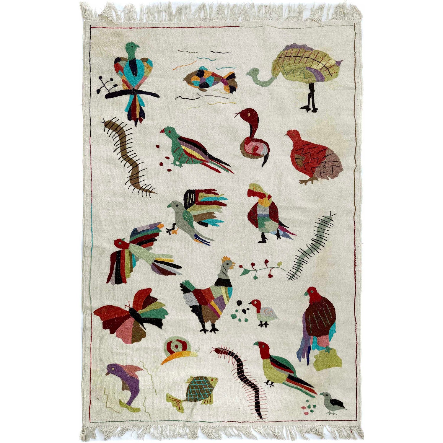 Hand Knotted Embroidery Kilim 4' 0" x 6' 4" (ft) - No. P36867