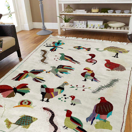 Hand Knotted Embroidery Kilim 4' 0" x 6' 4" (ft) - No. P36867