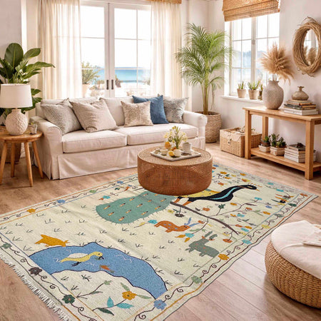 Hand Knotted Embroidery Kilim 3' 4" x 6' 7" (ft) - No. P36870