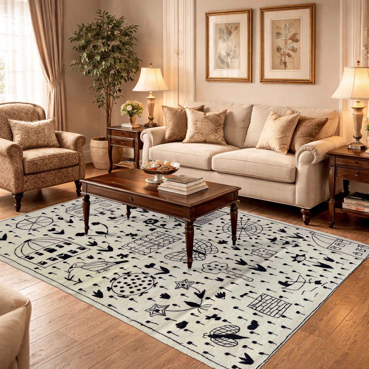 Pakistani Embroidery Kelim 3' 11" x 5' 10" (ft) - No. P36871