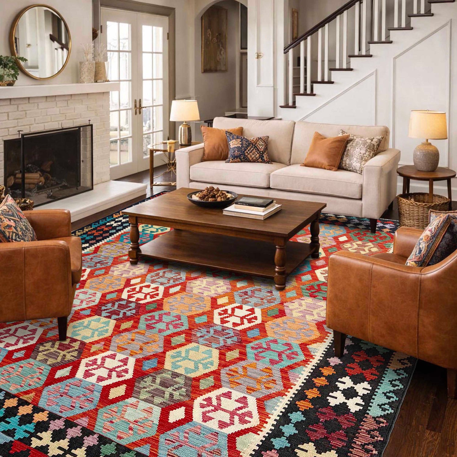 Handmade Vegetable Kilim 8' 3" x 9' 8" (ft) - No. P36900