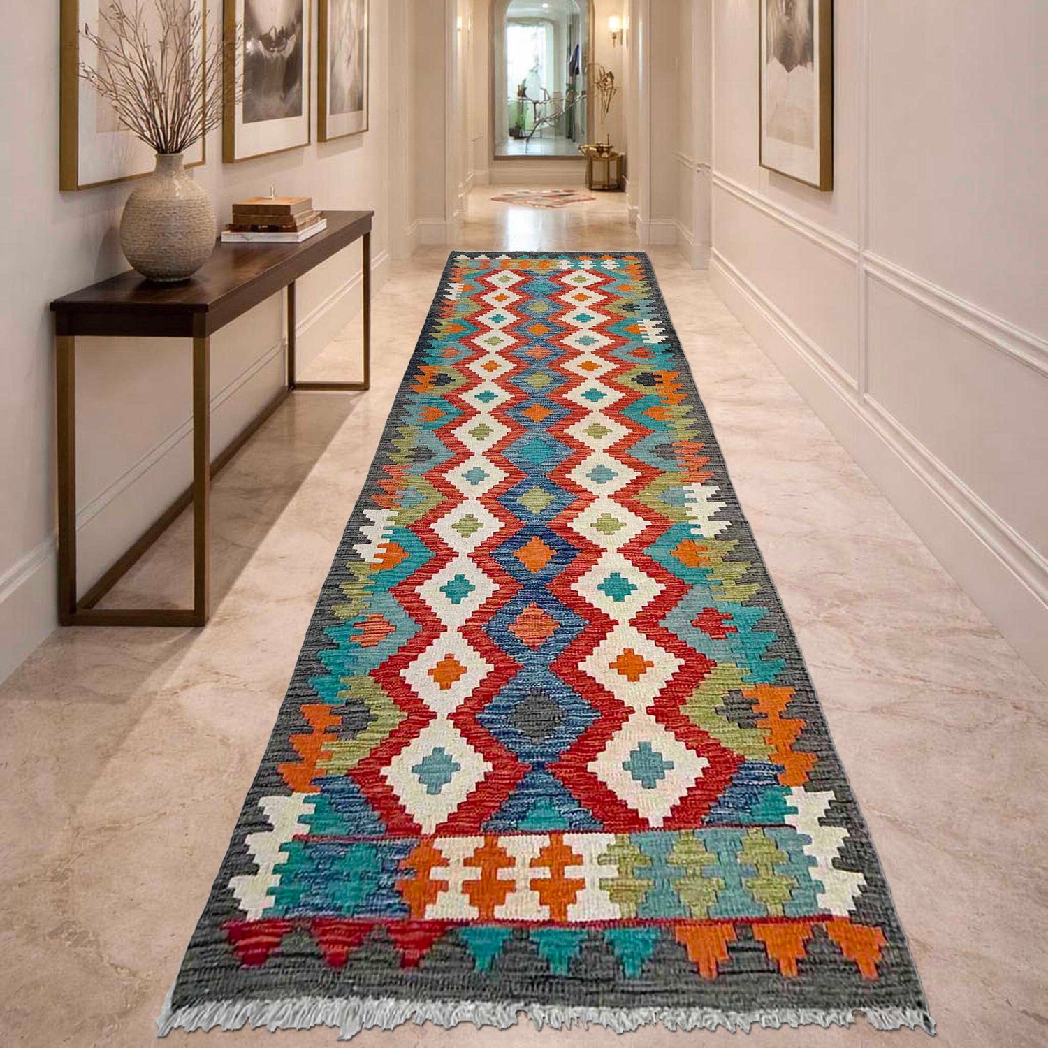 Vegetable Kilim Runner 2' 7" x 9' 9" (ft) - No. P37014