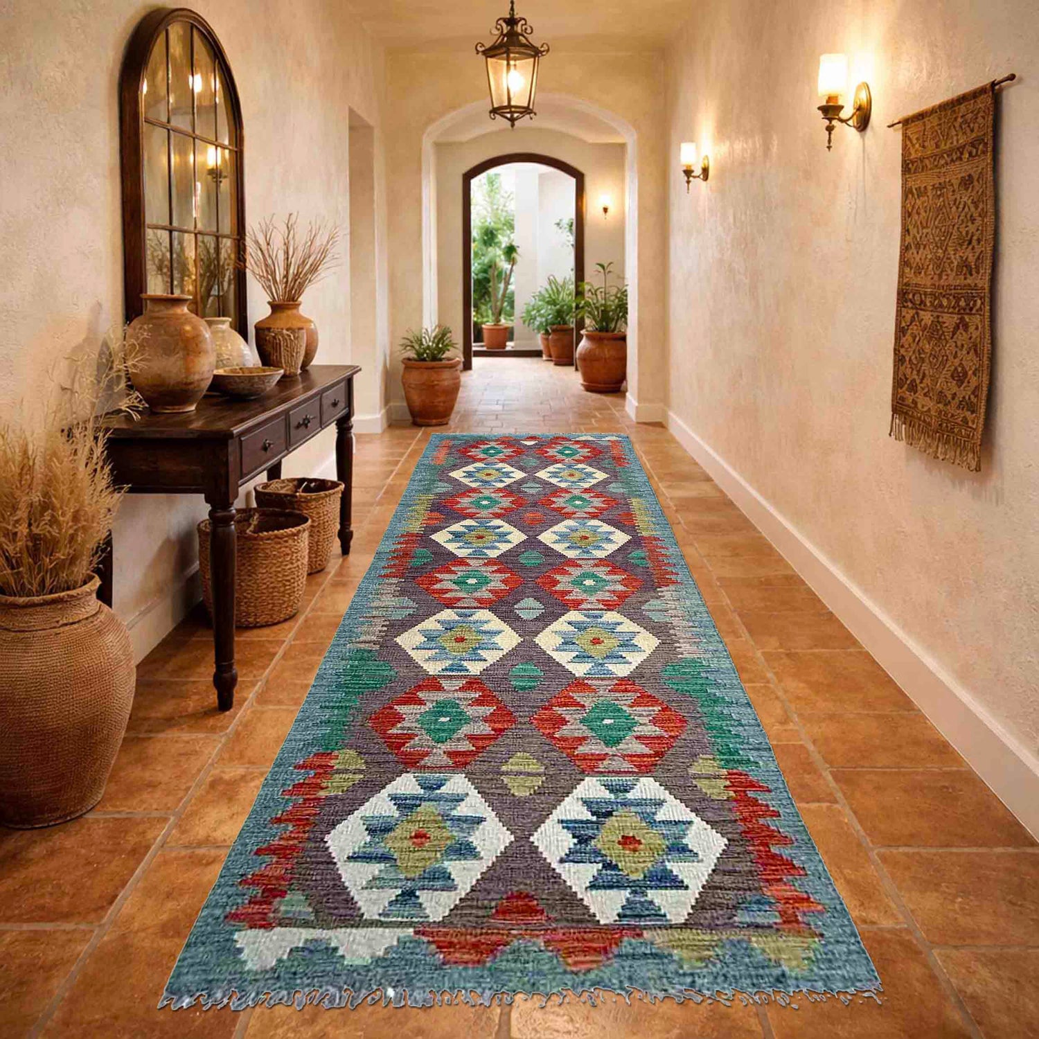 Vegetable Kelim Runner 2' 7" x 9' 4" (ft) - No. P37029