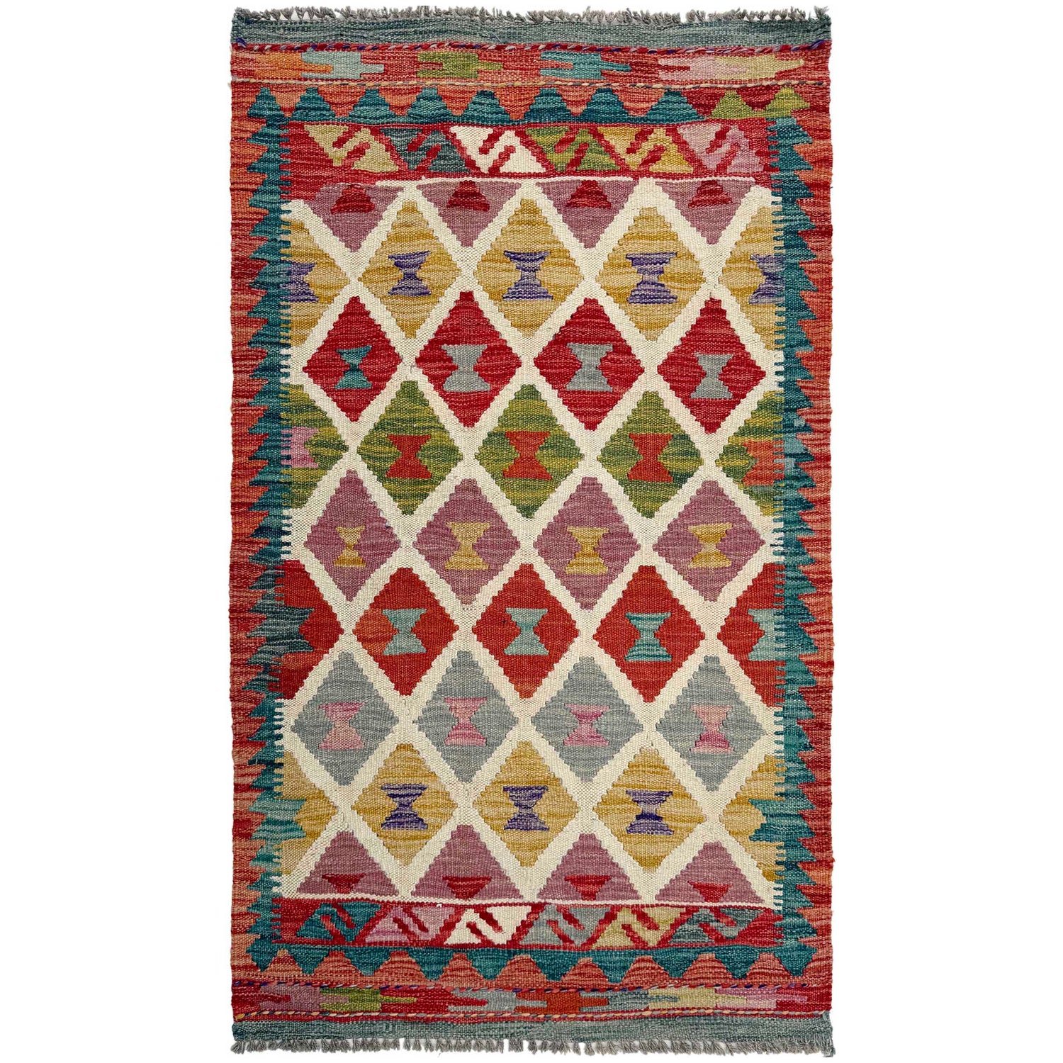 Handmade Vegetable Kelim 2' 4" x 4' 3" (ft) - No. P37050