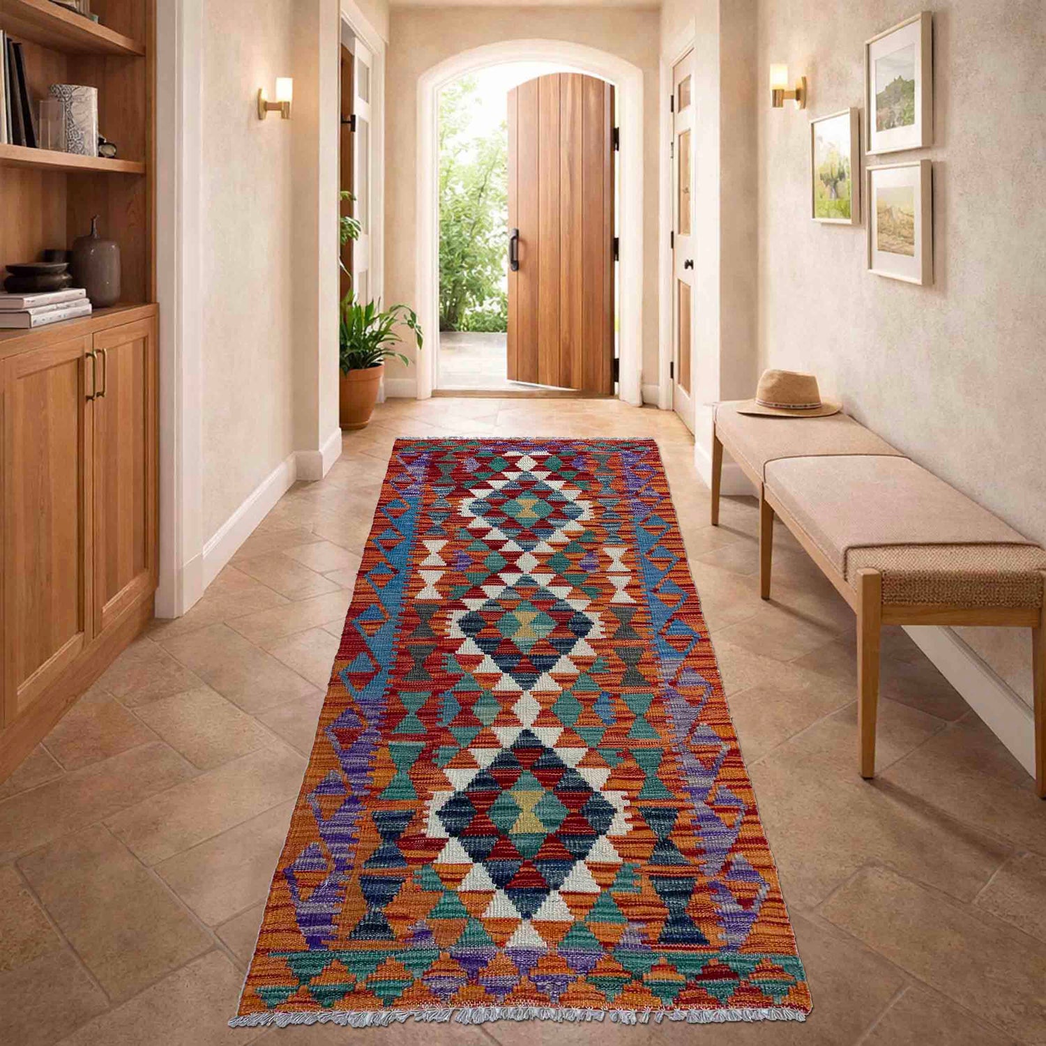 Vegetable Kelim Runner 2' 6" x 6' 3" (ft)- No. P37069