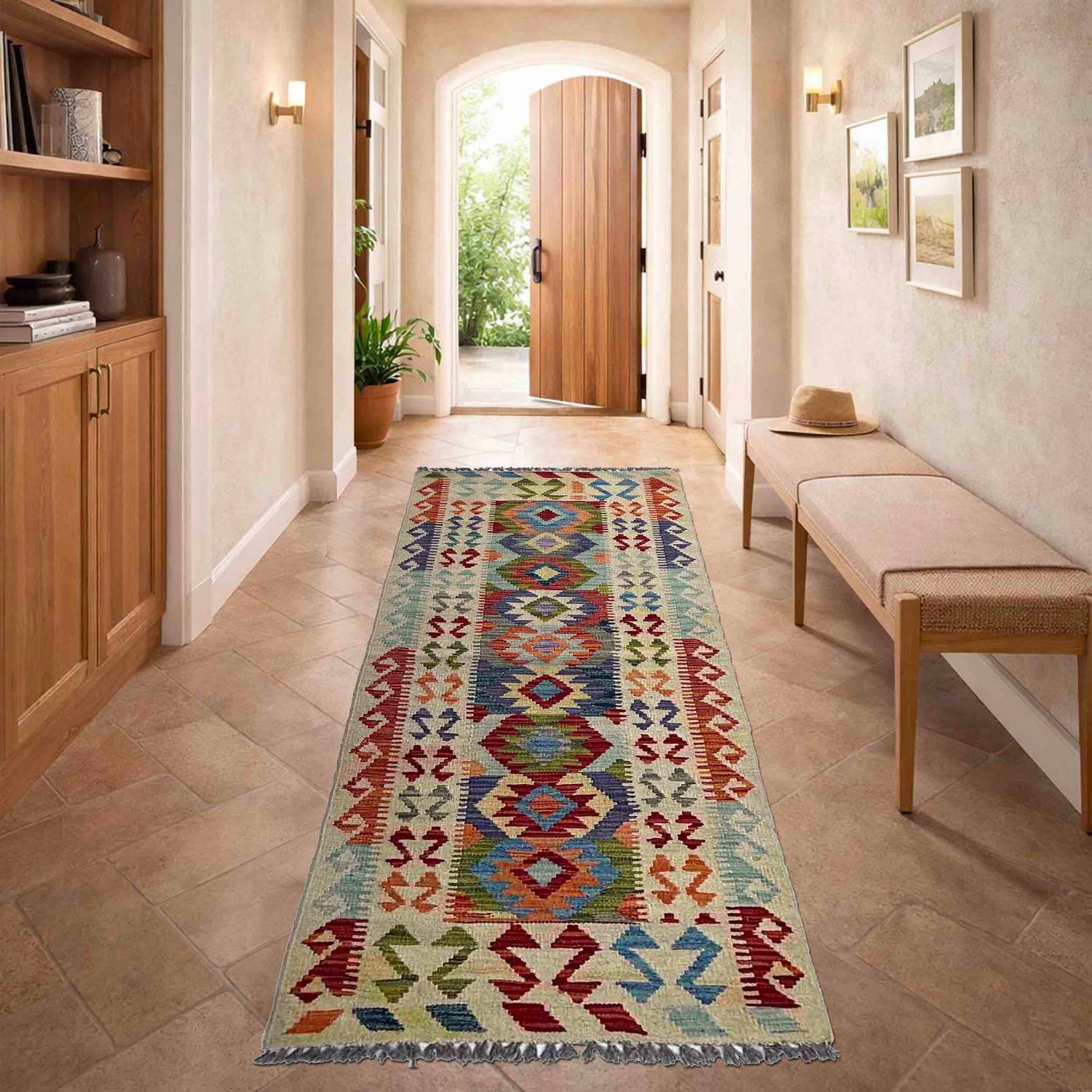 Vegetable Kilim Runner 2' 6" x 6' 5" (ft)- No. P37117