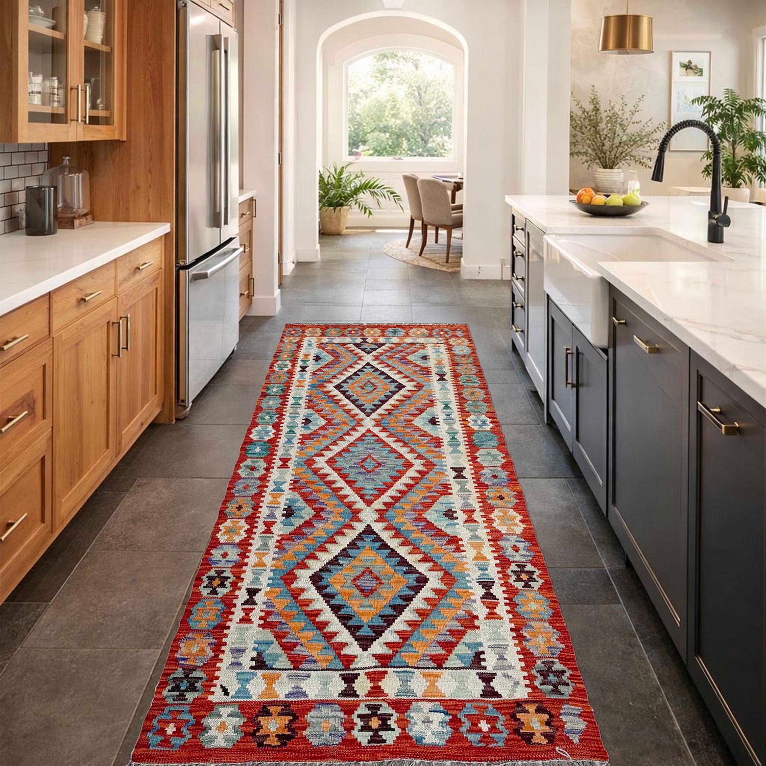 Vegetable Kilim Runner 2' 6" x 6' 7" (ft)- No. P37123
