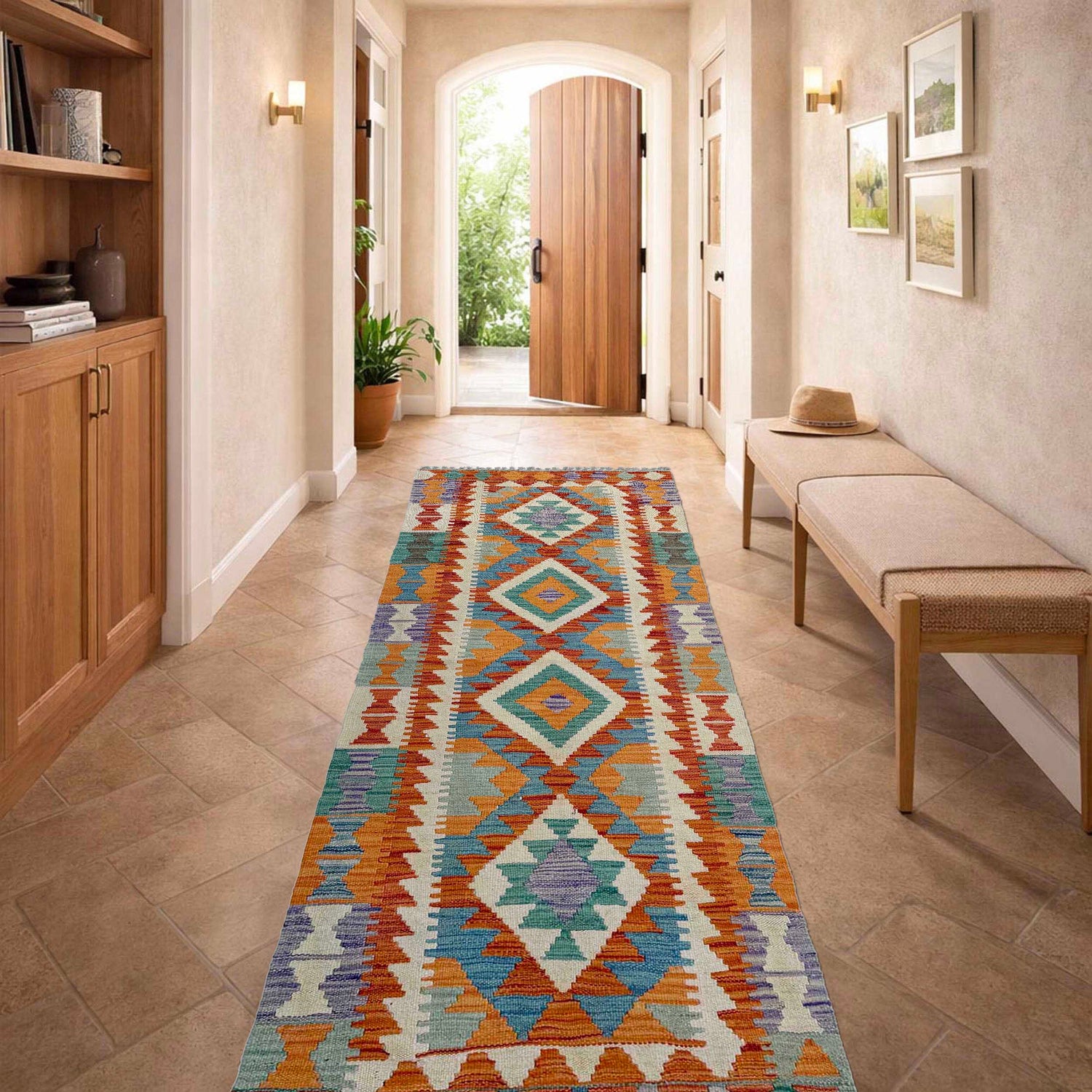 Vegetable Kelim Runner 2' 5" x 6' 7" (ft)- No. P37124