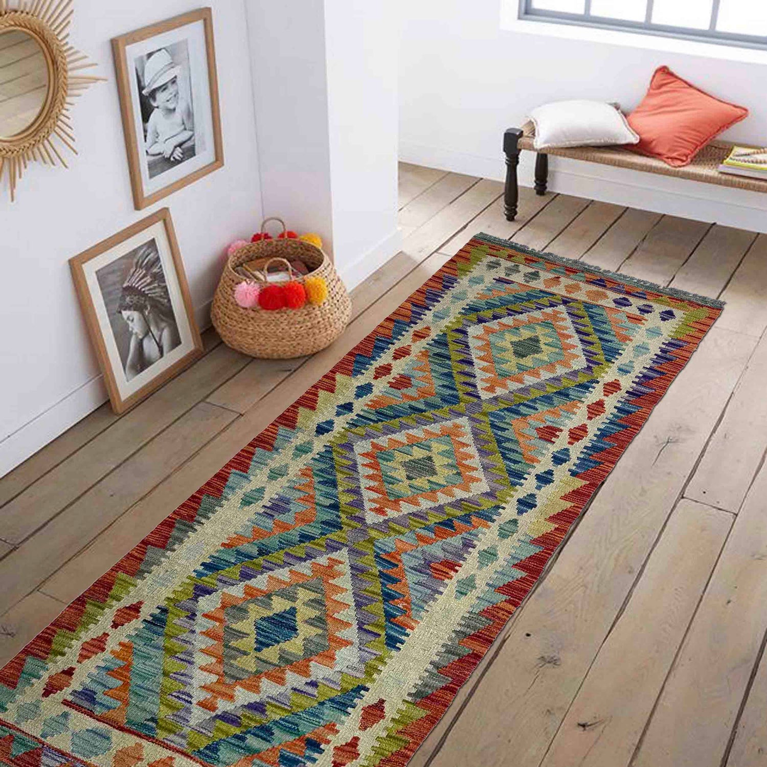 Vegetable Kelim Runner 2' 6" x 6' 8" (ft)- No. P37125