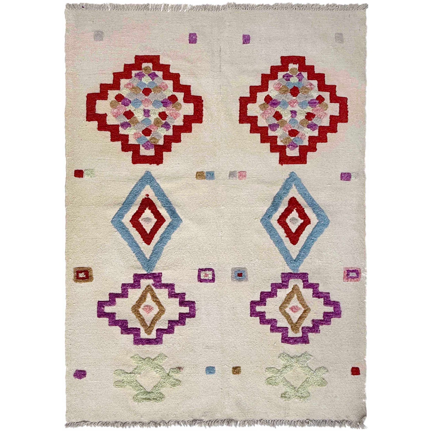 Shape Embroidery Dhurrie 4' 0" x 6' 1" (ft) - No. P37136