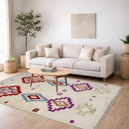 Shape Embroidery Dhurrie 4' 0" x 6' 1" (ft) - No. P37136
