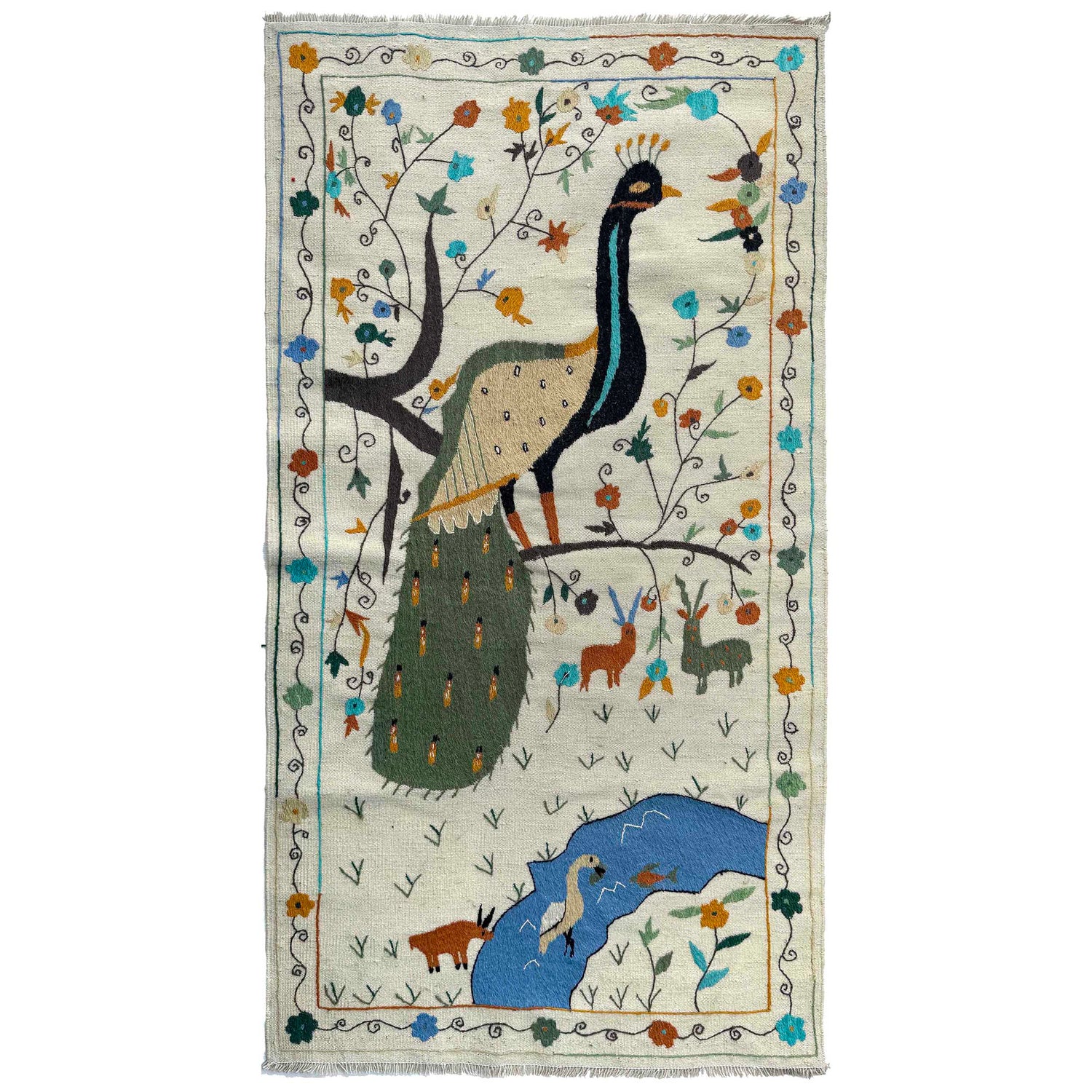 Handmade Embroidery Kilim 3' 5" x 6' 6" (ft) - No. P37138