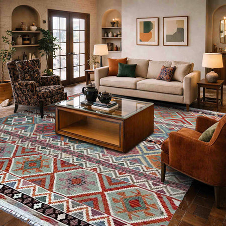 Handmade Vegetable Kilim 8' 5" x 9' 9" (ft) - No. P37142