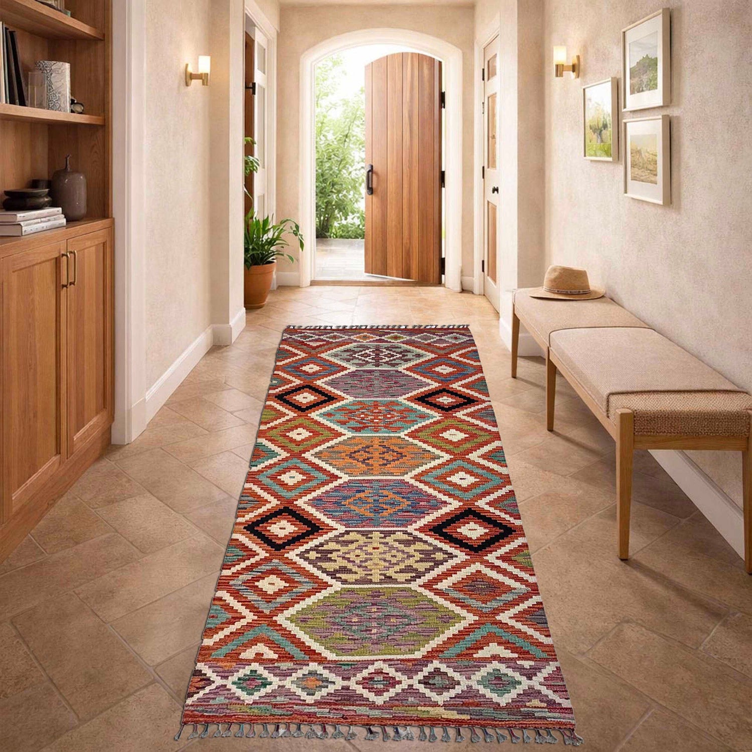 Vegetable Kelim Runner 2' 10" x 8' 1" (ft) - No. P37176