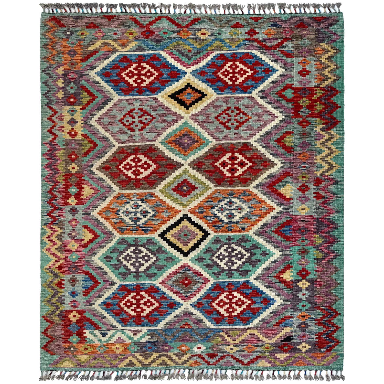 Handmade Vegetable Kelim 5' 0" x 6' 7" (ft) - No. P37178