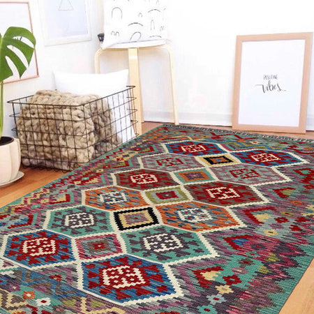 Handmade Vegetable Kelim 5' 0" x 6' 7" (ft) - No. P37178