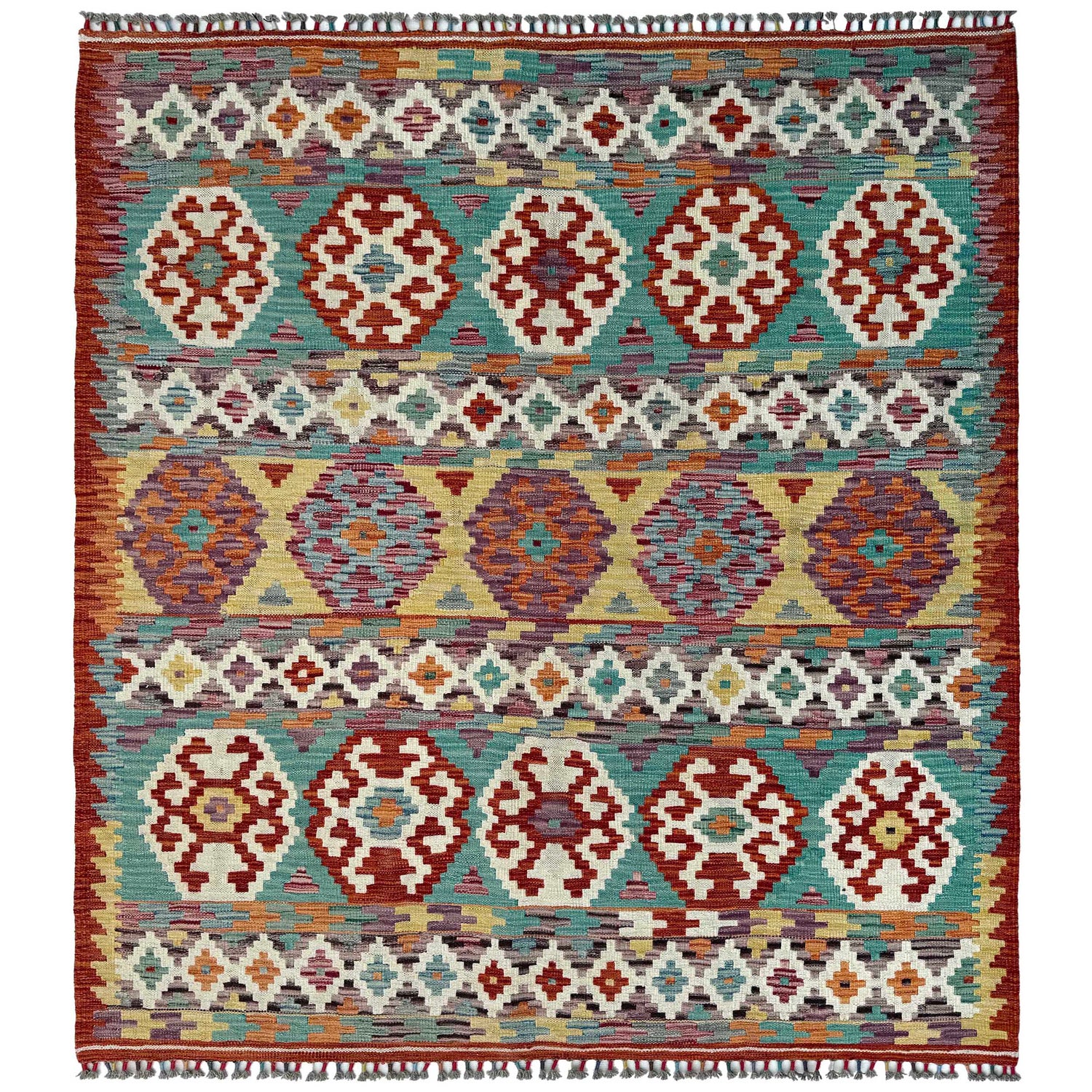 Handmade Vegetable Kilim 5' 0" x 6' 3" (ft) - No. P37179